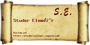 Studer Elemér névjegykártya
